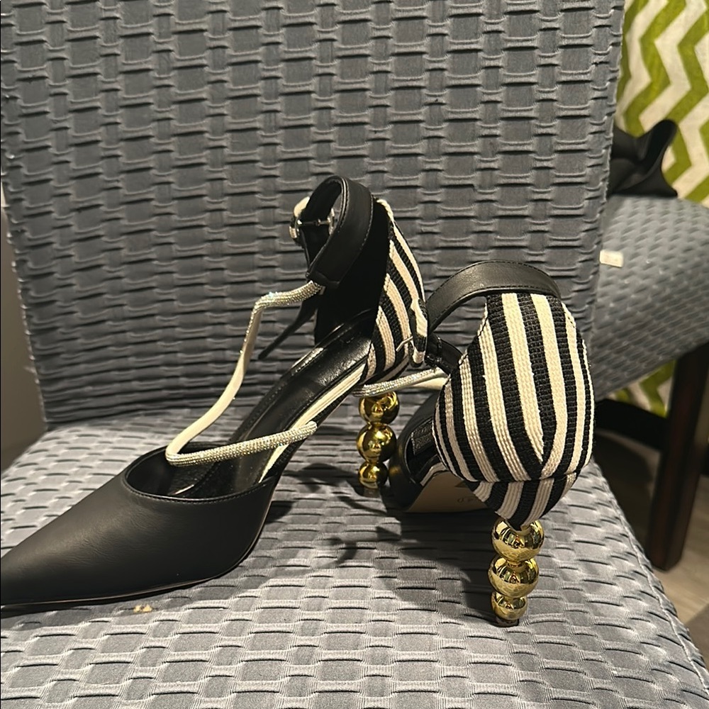 Zebra Pattern Black and White Heels with Stiletto